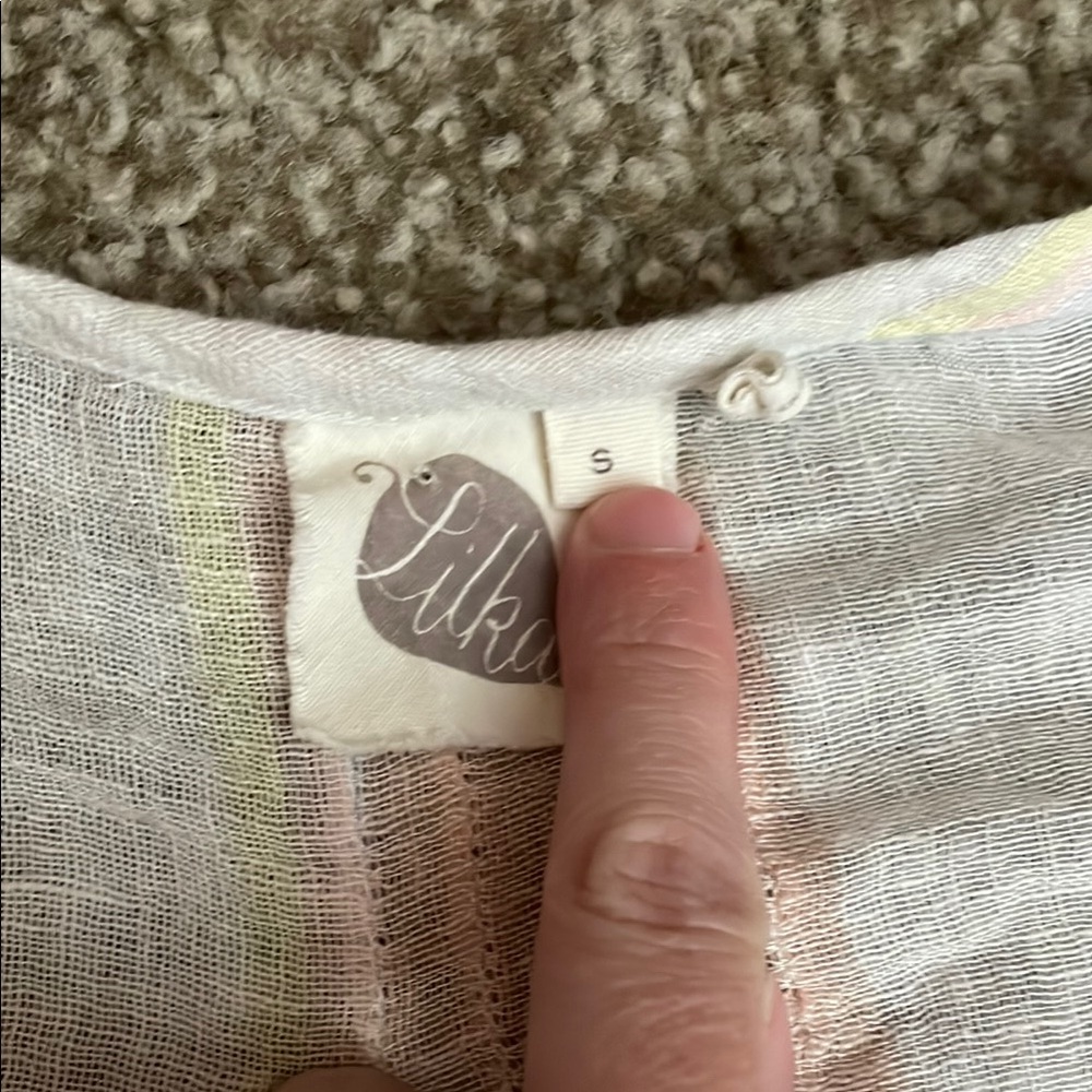 Anthropologie Lilka Linen Blend Striped 3/4 Sleeve Blouse - Picture 5 of 5